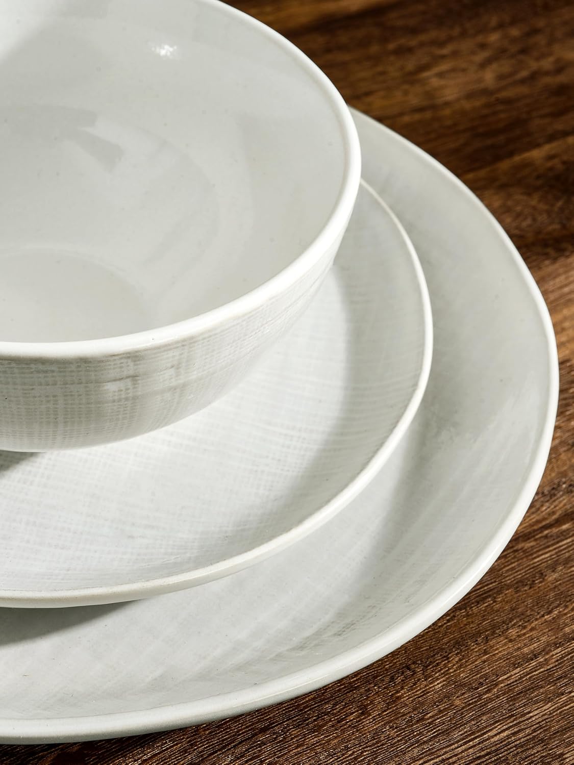 One of One Moonlight Stoneware Dinnerware Set of 12 - White