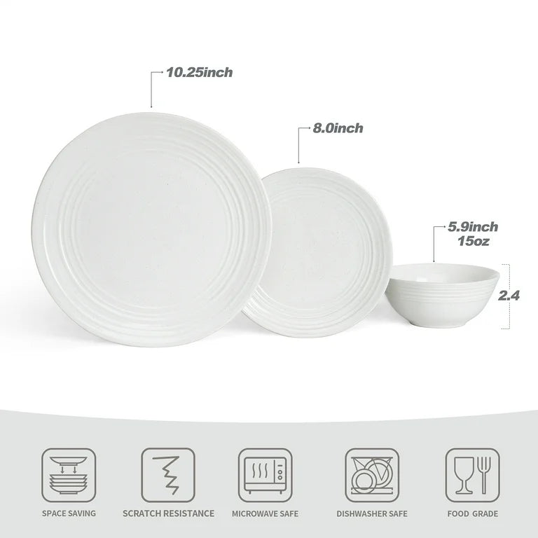 One of One Twilight Stoneware Dinnerware Set of 12 - White