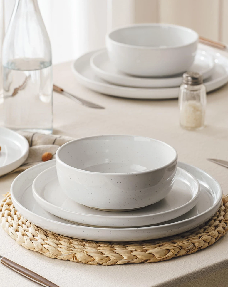 ONE of ONE Milkyway Stoneware Dinnerware Set of 12 - White