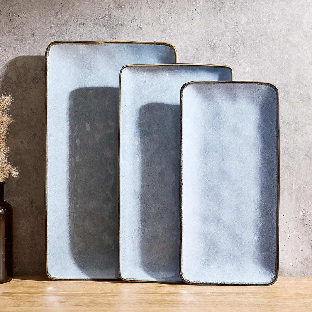 ONE of ONE Ocean Rectangle Serving Platter Set of 3 - Blue