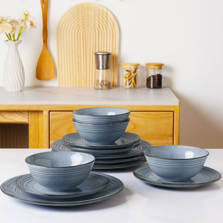 One of One Twilight Dinnerware Set of 12 - Marine Blue