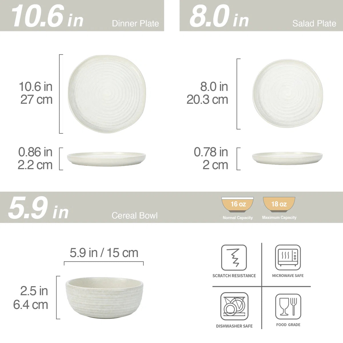 One of One Pluto Stoneware Dinnerware Set of 12 - Matte White
