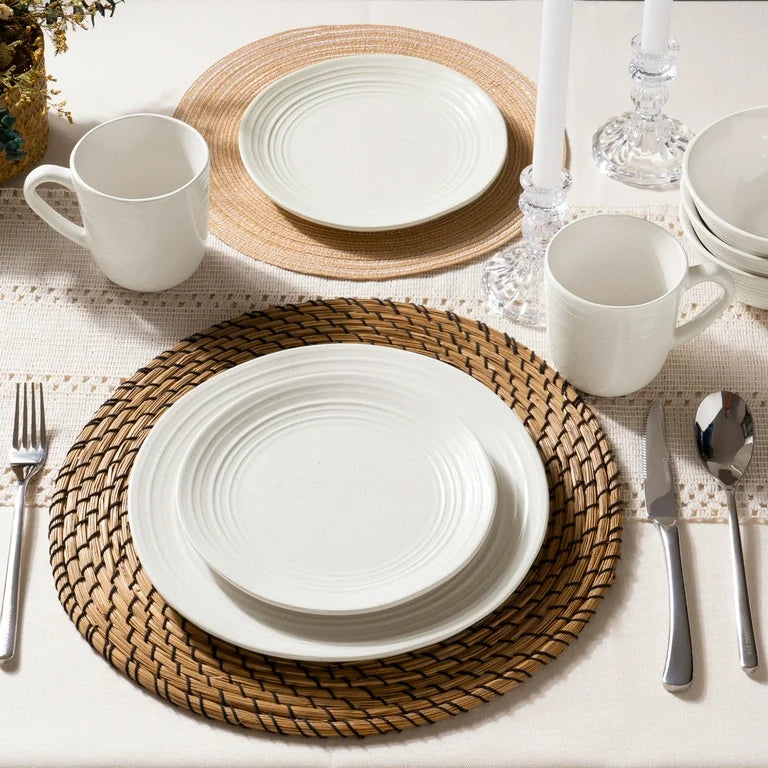 One of One Twilight Stoneware Dinnerware Set of 12 - White